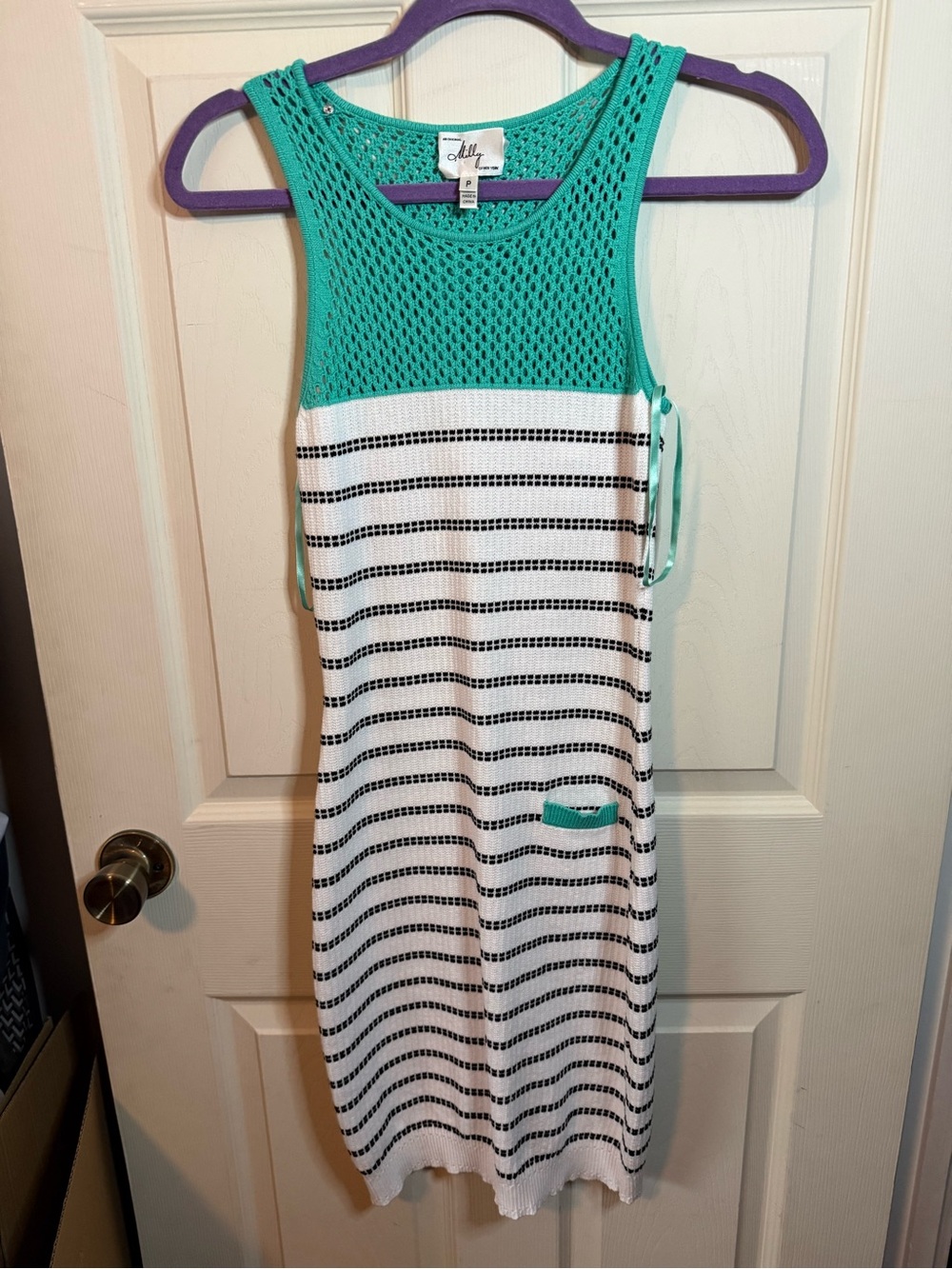 Milly of New York Anthropologie Crochet Knit Midi Sleeveless Dress Small